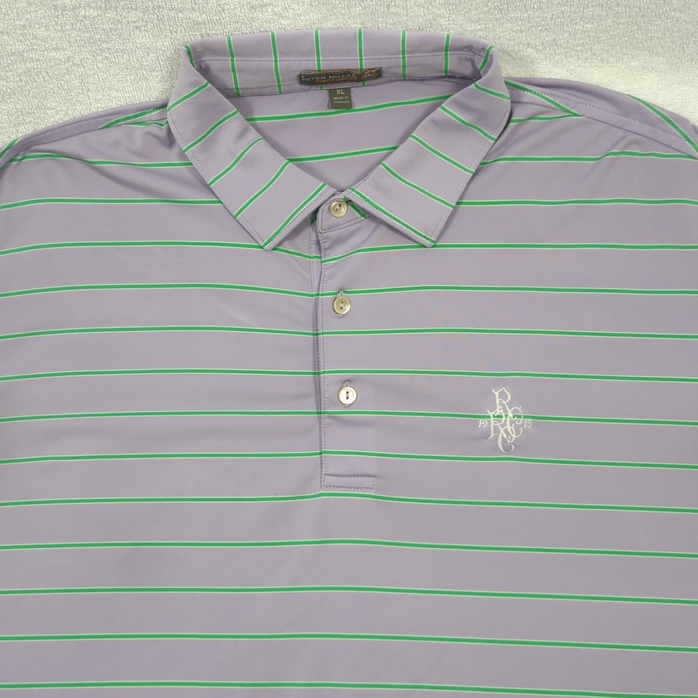 Peter Millar Summer Comfort Polo Mens XL Performance Stretch Purple Striped